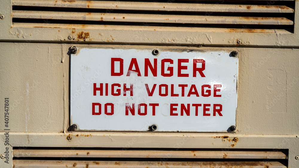 Old Danger high voltage warning sign