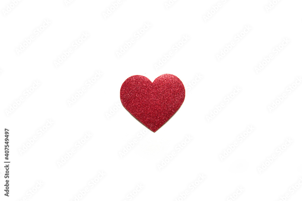 single red heart on a white background. isolate. valentine's day