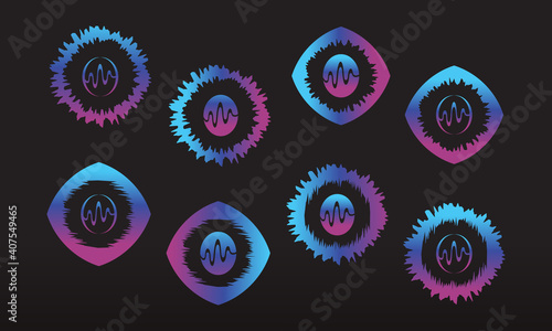 Audio wave sound logo illustration set. Suite for music event related
