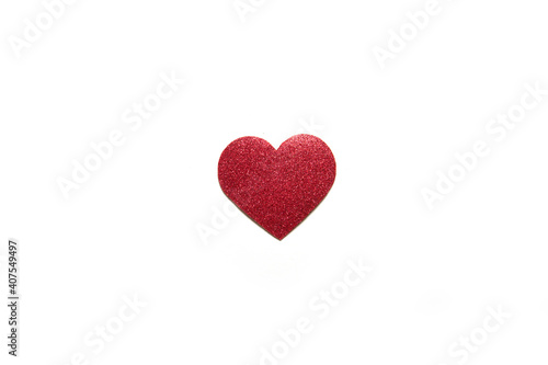 single red heart on a white background. isolate. valentine's day