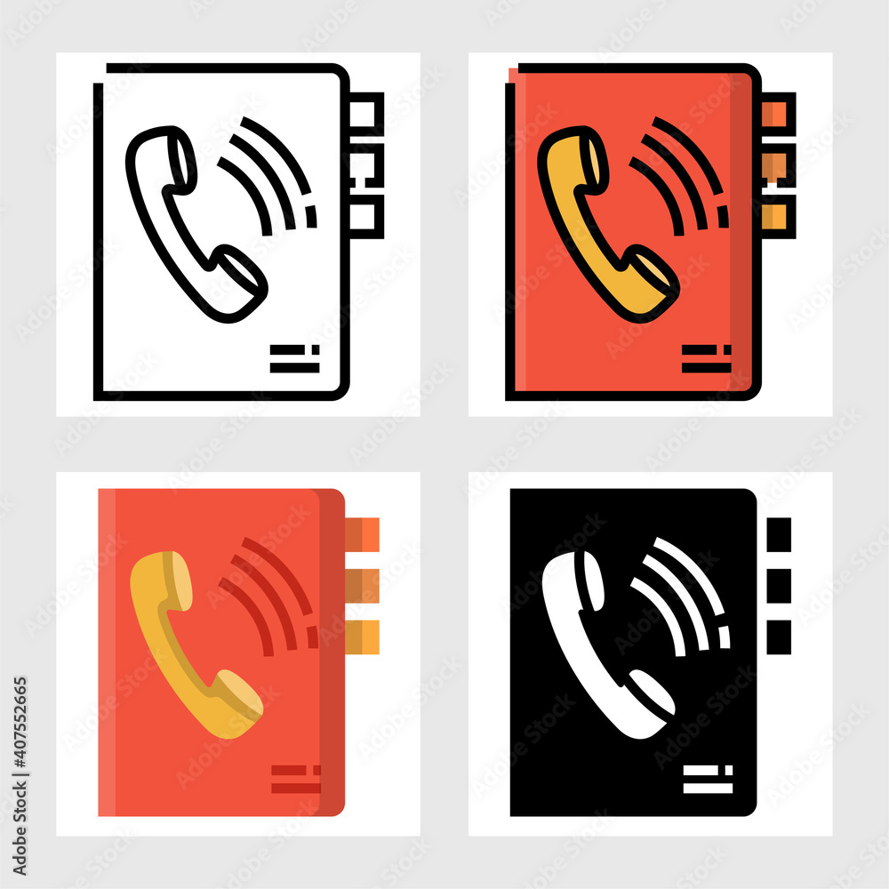 Phone book and address icon vector design in filled, thin line, outline and flat style. Phone book and address icon vector design in filled, thin line, outline and flat style.