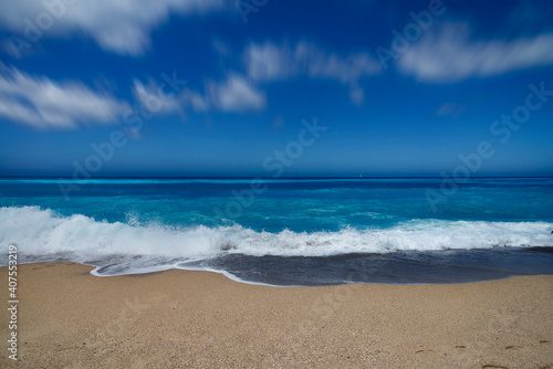 Tropical  sand beach and blue sky  hot summer day