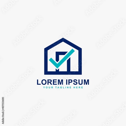 Home and checklist logo design vector. Real estate logo sign.