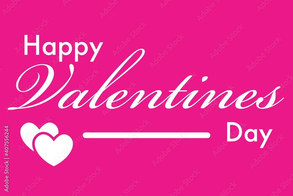 Happy valentine's day illustration on pink background with icons. 
