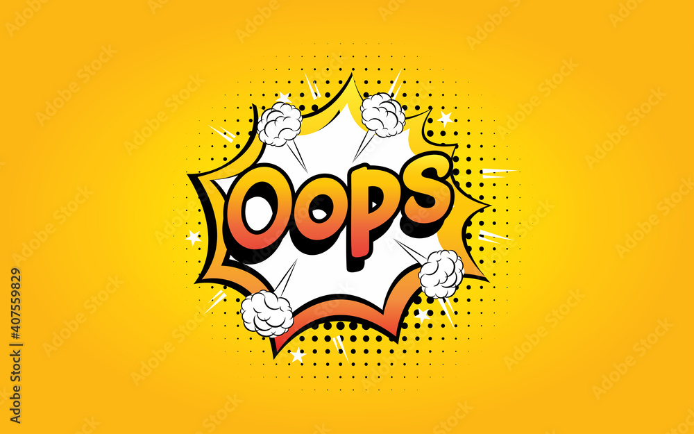 Illustration of the comic style of oops wording template design