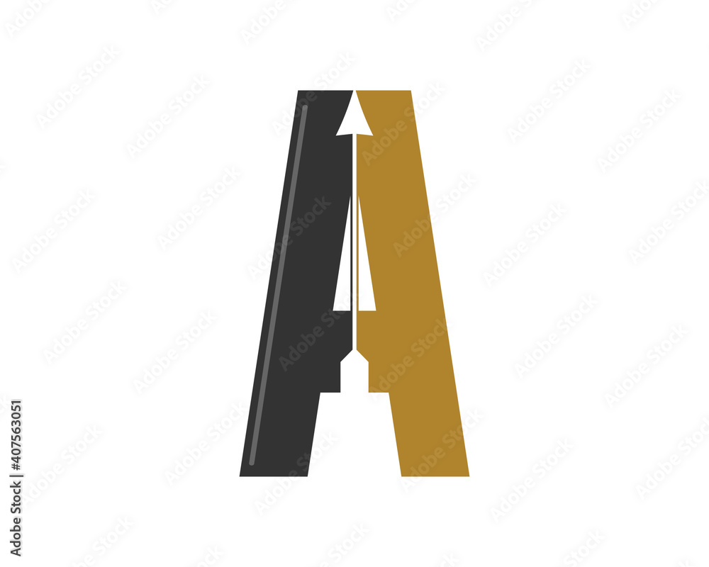 A Letter with bow arrow in the middle A Letter with bow arrow in the middle