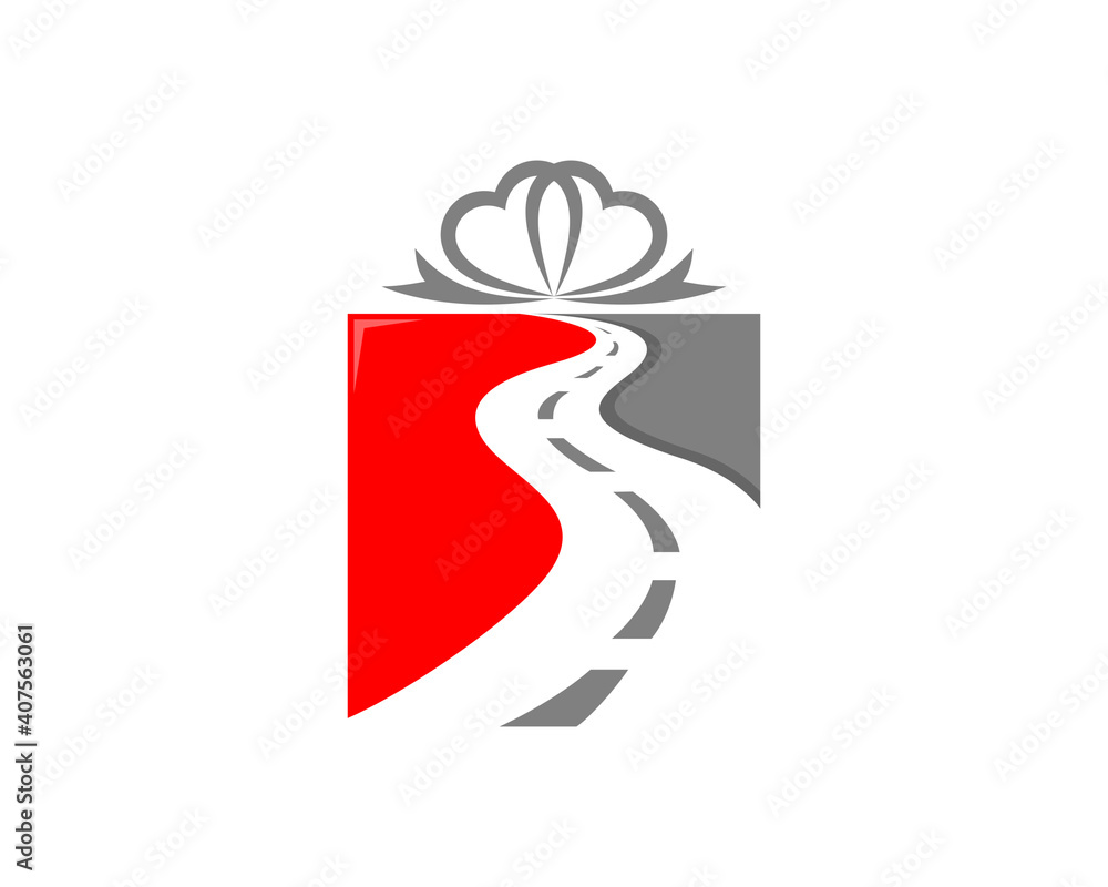 Obraz premium Gift box with road way inside