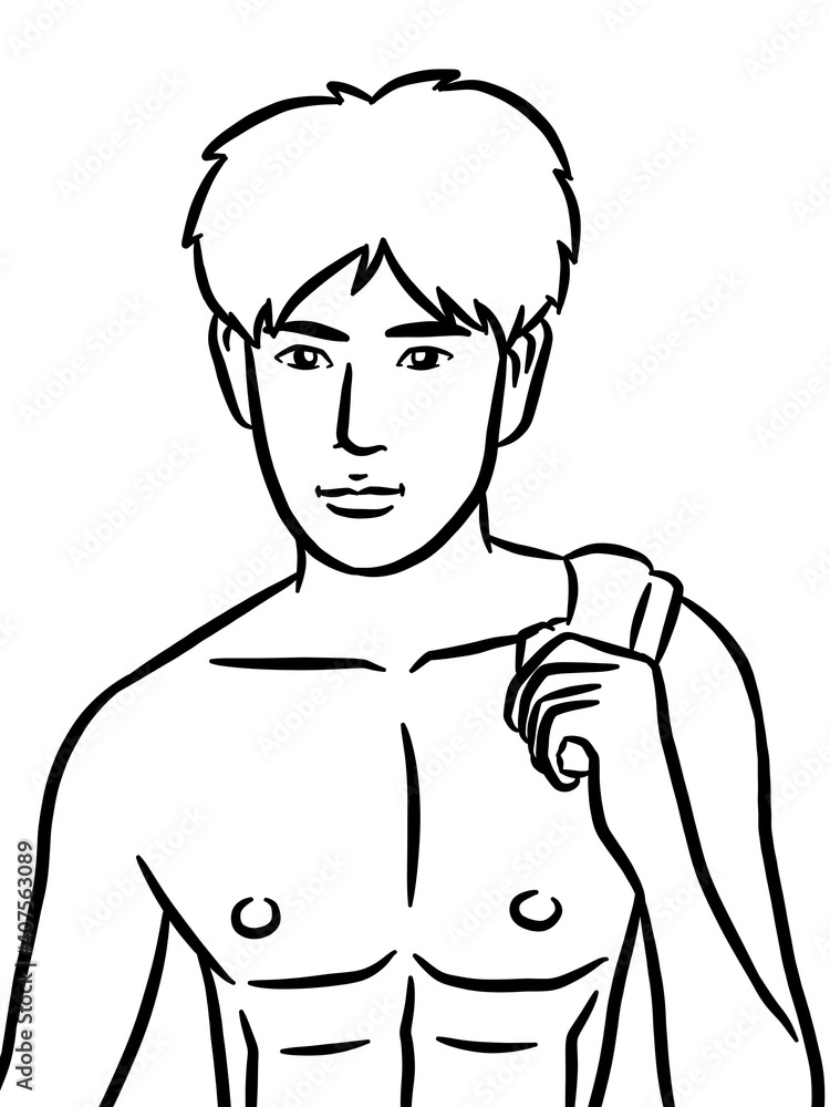 Fototapeta premium art drawing black and white of man for painting