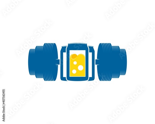 Barbel gym with orange energy drink
