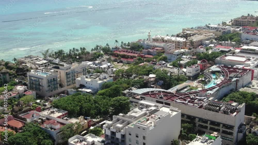 Playa Del Carmen, Mexico - January 1, 2020 : Playa del Carmen, a coastal resort town in Mexico, along the Riviera Maya. Shot during the COVID Pandemic, 2020. Playa Del Carmen, Mexico - January 1, 2020 : Playa del Carmen, a coastal resort town in Mexico, along the Riviera Maya. Shot during the COVID Pandemic, 2020.