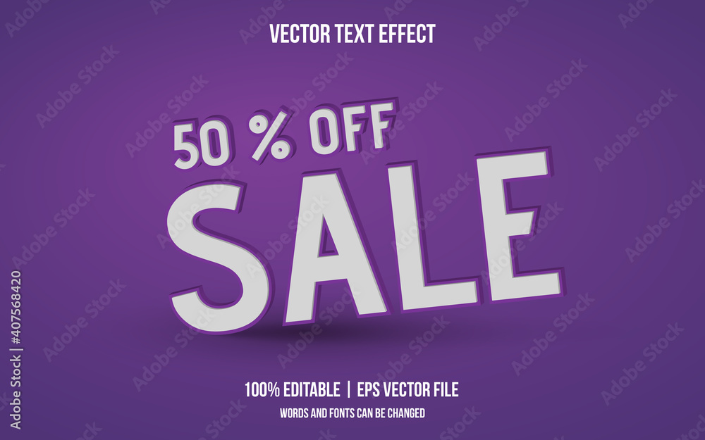 50 % off sale text style effect