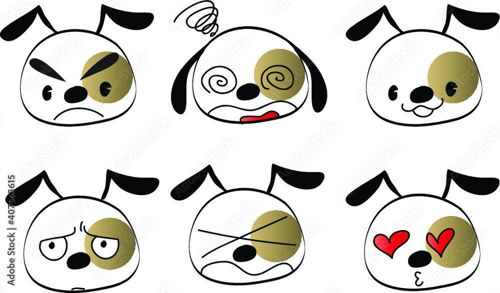 vector dog puppy emoji life action set vector dog puppy emoji life action set
