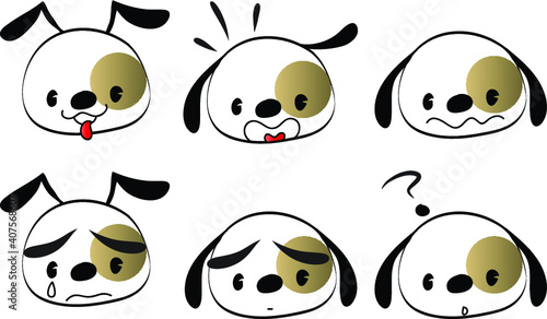 vector dog puppy emoji life action set