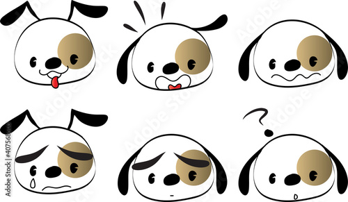 vector dog puppy emoji life action set
