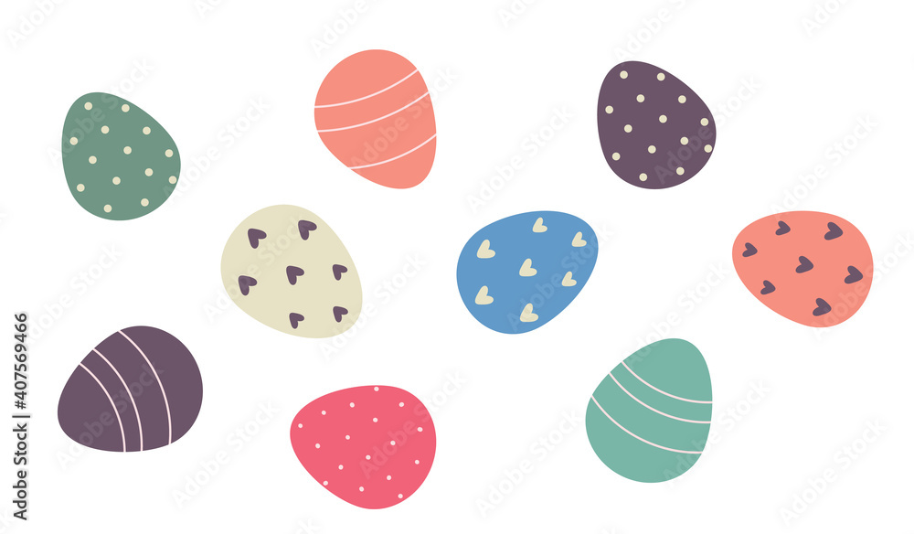 Decorated Easter eggs isolated on white background Vector flat illustration Decorated Easter eggs isolated on white background Vector flat illustration