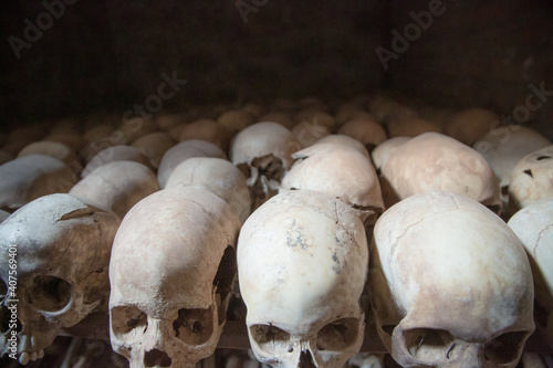 Obraz na plátně Human Skulls from 1994 Rwandan Genocide