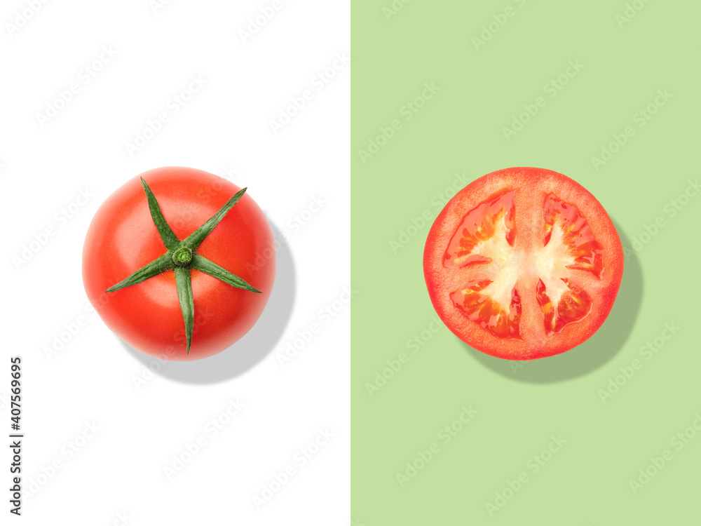 Layout of tomato. Creative food concept. Flat lay Layout of tomato. Creative food concept. Flat lay