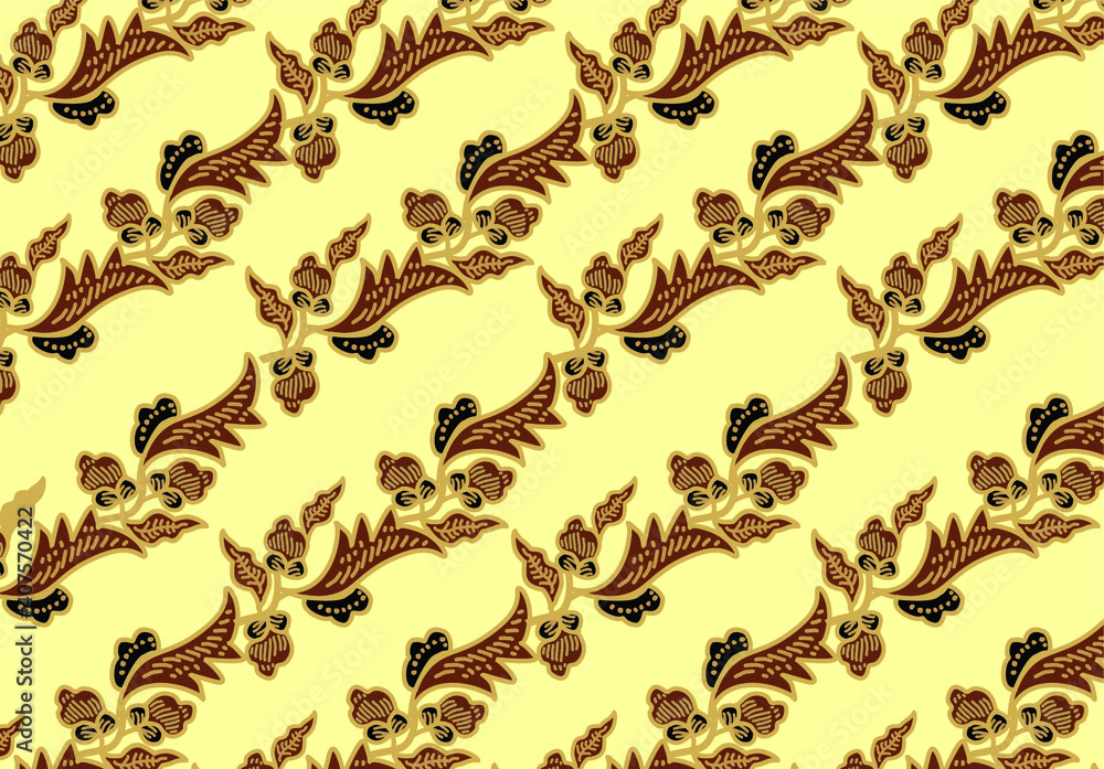 Indonesian batik motifs with very distinctive plant patterns Indonesian batik motifs with very distinctive plant patterns