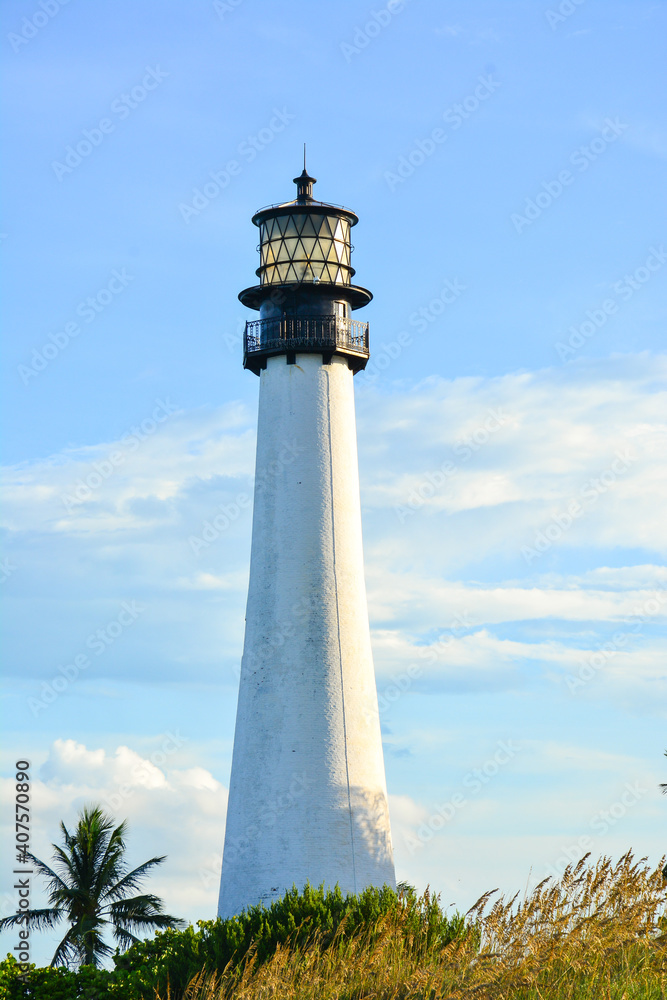 Cape Florida Lighthouse at Bill Baggs State Park at Key Biscayne in Miami, Florida