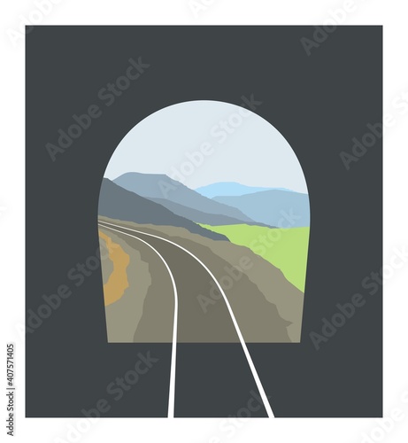 Railway tunnel. Simple flat illustration