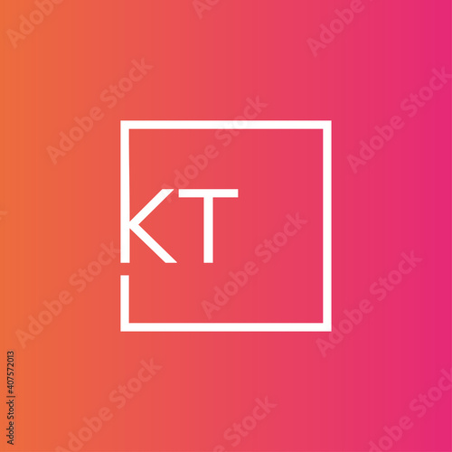 Creative initial letter KT square logo design concept vector