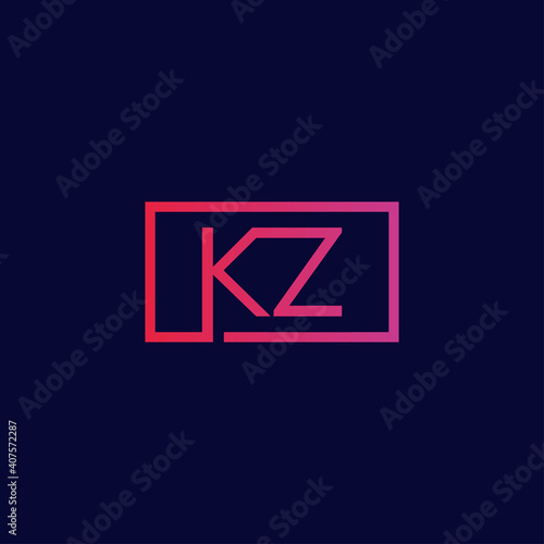 Creative initial letter KZ square logo design concept vector