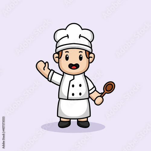 cute kid in chef costume mascot design