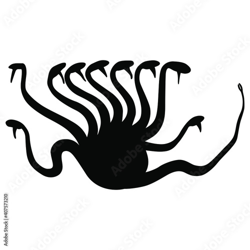 black hydra creature silhouette on white background clip art preview