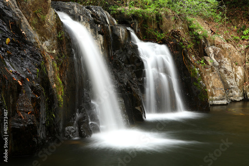 Beautiful Ang Beng Waterfall in the rainy season at Chantaburi of Thailand