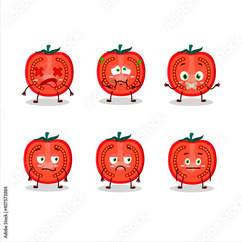 Slice of tomato cartoon character with nope expression