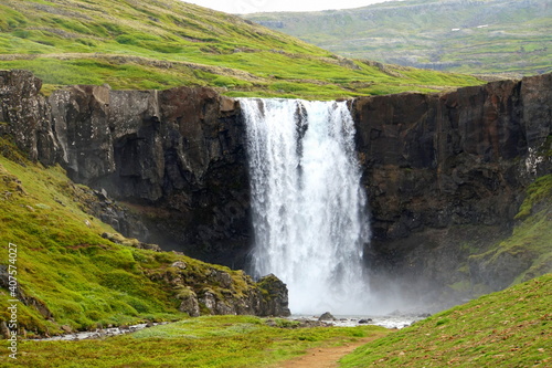 Gufufoss  a beautiful waterfall near Seydisfjordur  Iceland in the summer