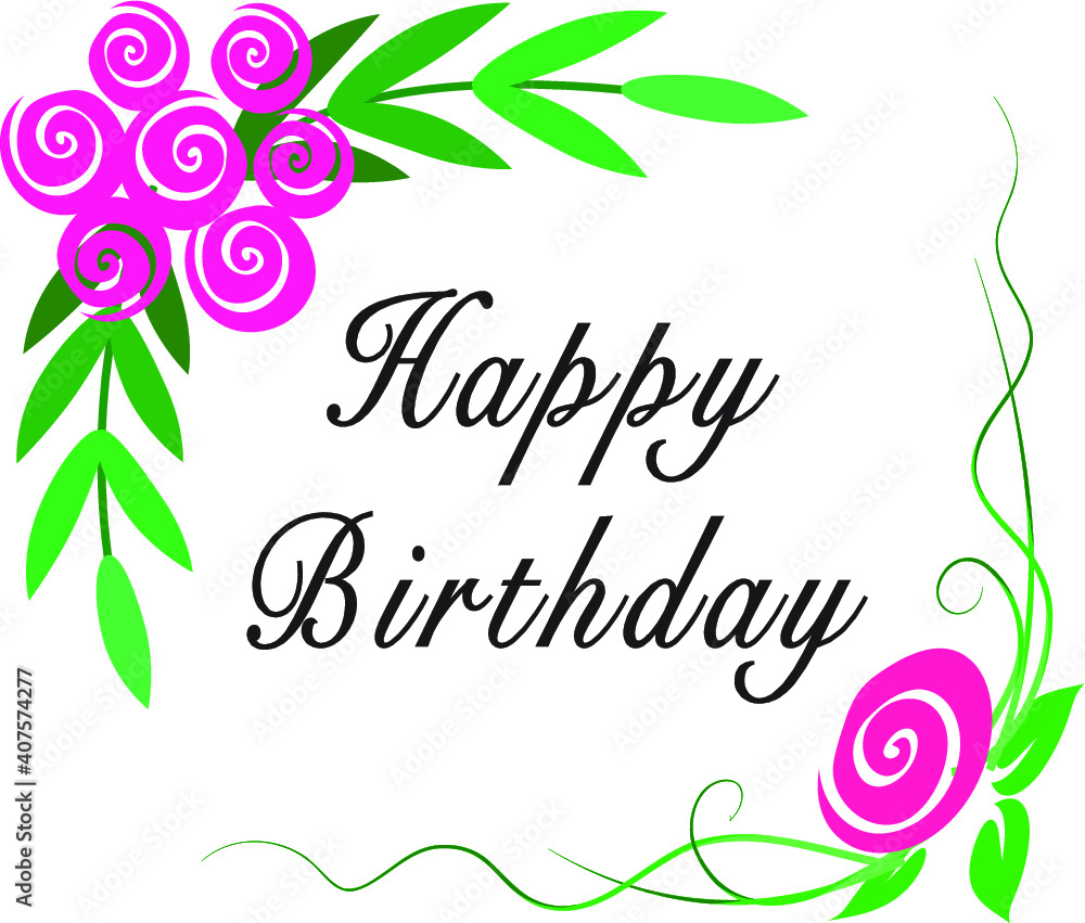 Obraz premium vector drawing flowers border happy birthday