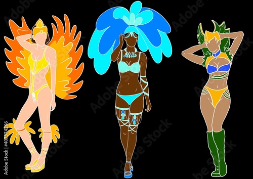 carnaval brasil 2021 mulheres fantasia vetor samba