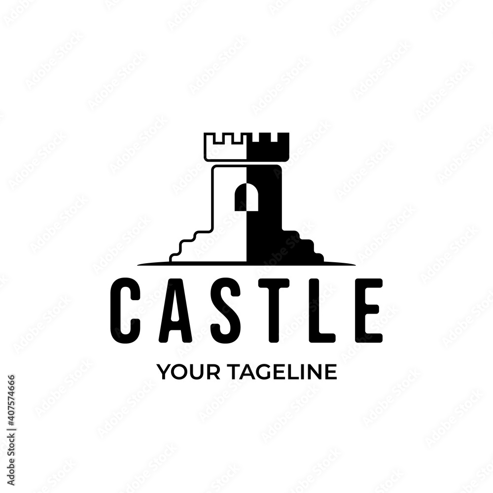 castle logo vintage minimalist design