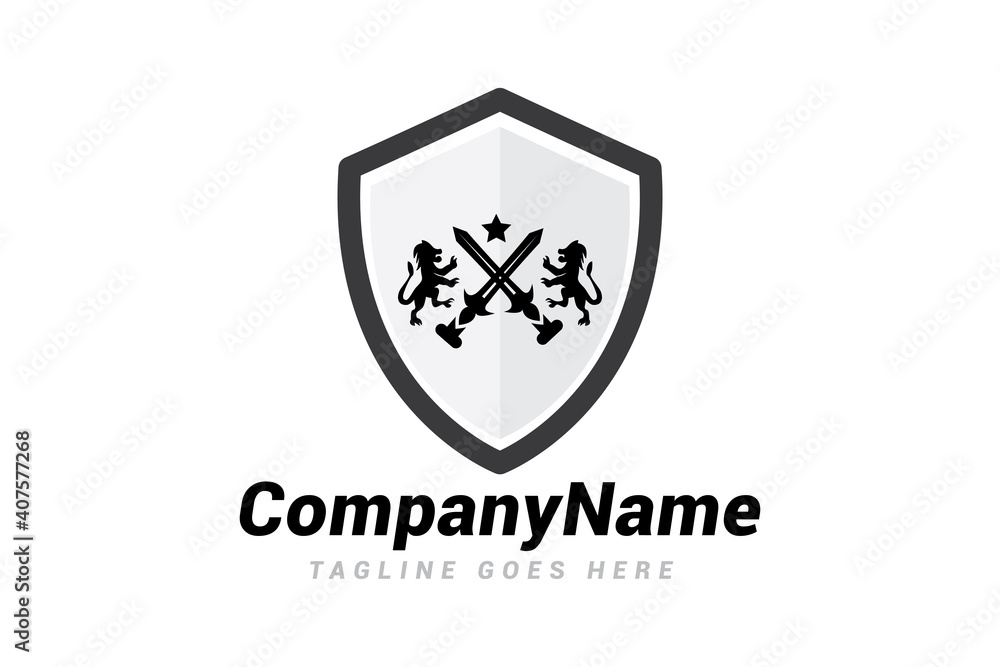 Shield lion logo design vector template. Shield lion logo design vector template.
