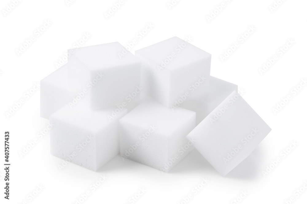 Melamine sponge placed on white background Melamine sponge placed on white background