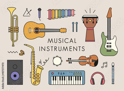 Various instrument configurations. flat design style minimal vector illustration.