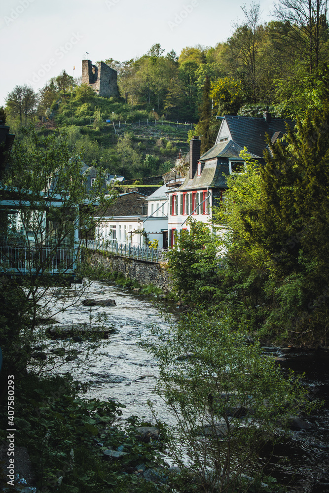 Monschau town in the Eifel region. A small picturesque tourist destination in Noth Rhine-Westphalia, Germany
