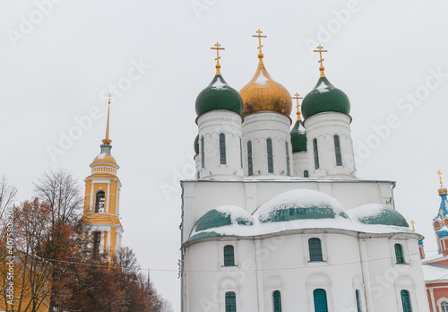 Dormition cathedral in Kremlin, Kolomna city, Moscow oblast, Russia. WInter