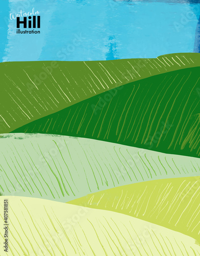 水彩風の山のベクターイラスト背景