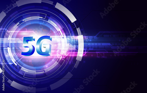 Communication network concept of 5G and green technology background. High speed internet and connection.