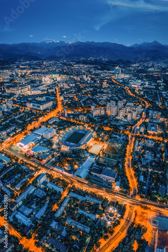 aerial view of the city at night