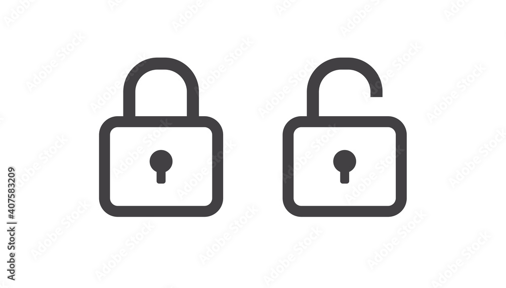 Padlock icon isolated on white background. Flat style. Security symbol. Vector illustration Padlock icon isolated on white background. Flat style. Security symbol. Vector illustration