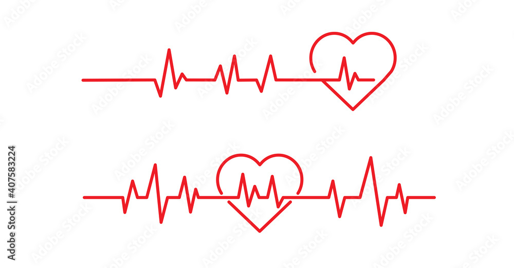 Red heartbeat line icons on white background. Pulse Rate Monitor. Vector illustration. Red heartbeat line icons on white background. Pulse Rate Monitor. Vector illustration.