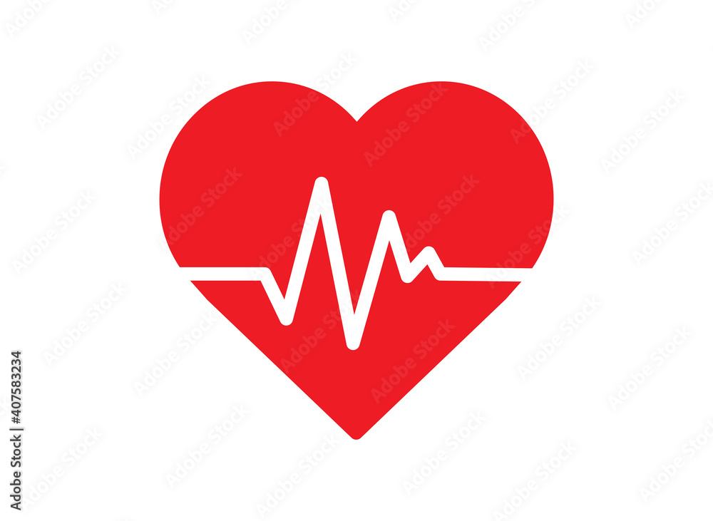 Red heartbeat icon on white background. Pulse Rate Monitor. Vector illustration. Red heartbeat icon on white background. Pulse Rate Monitor. Vector illustration.