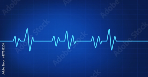 Heartbeat line icon on Blue background. Pulse Rate Monitor. Health concept. Vector illustration.