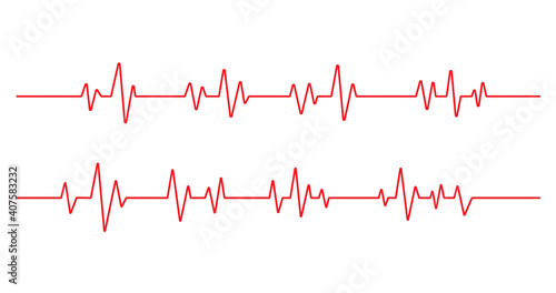 Red heartbeat line icon on white background. Pulse Rate Monitor. Vector illustration.