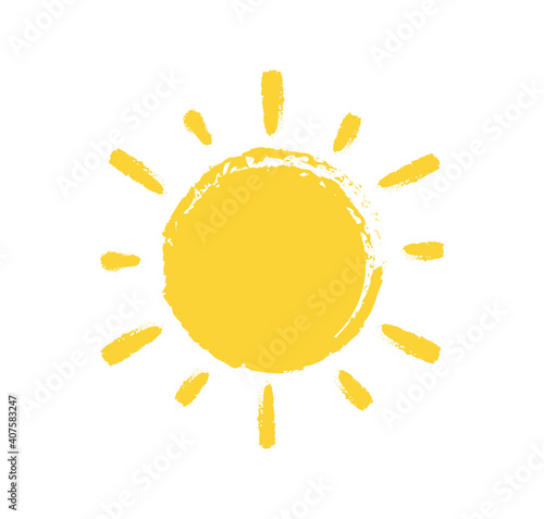 Sun Paint Brush Strokes on white background. Vector illustration.