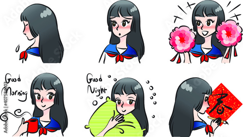 vector cartoon beauty emoji set