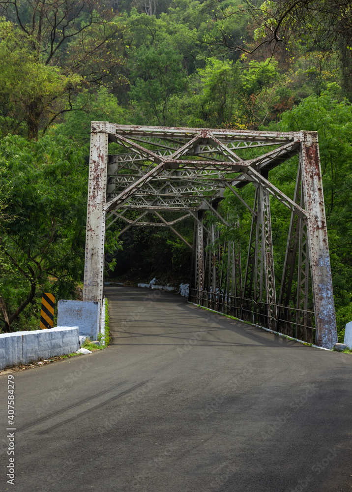 Isolated Iron bridge in hills